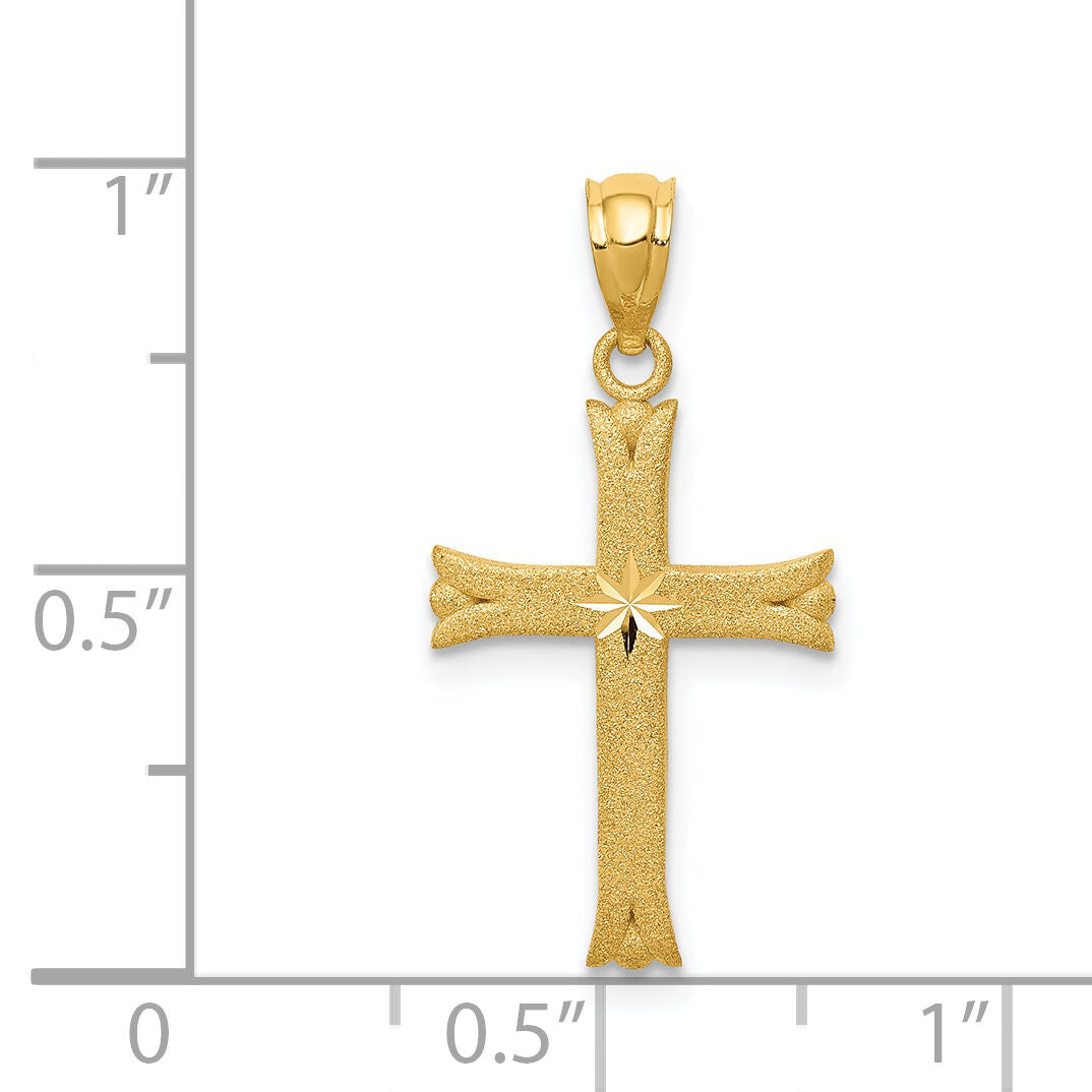 14k Satin Cross Charm-M1848