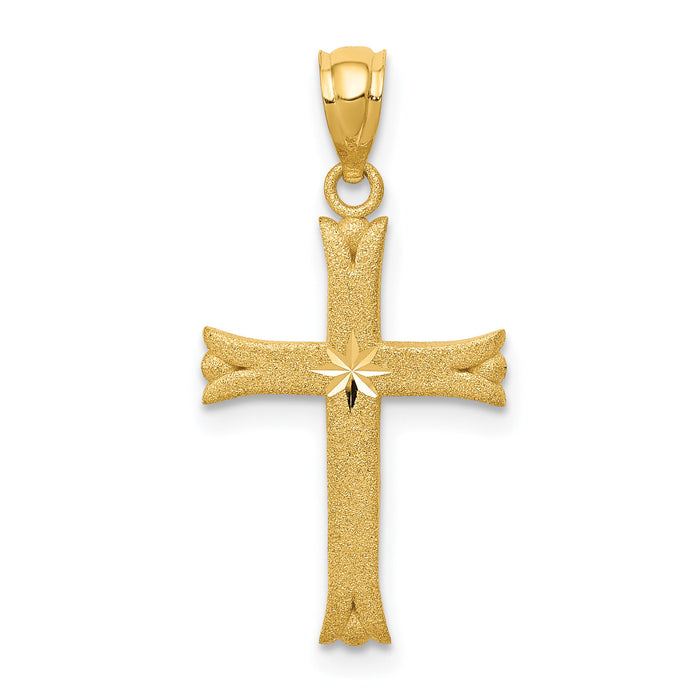 14k Satin Cross Charm-M1848