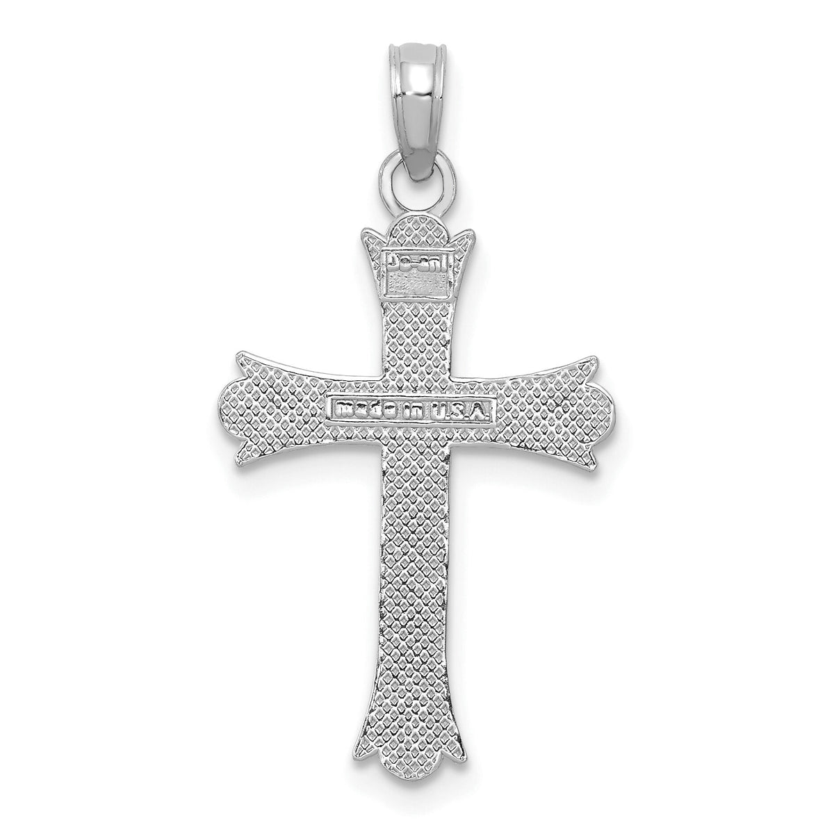 14K White Gold Fleur De Lis Cross Pendant-M1849W