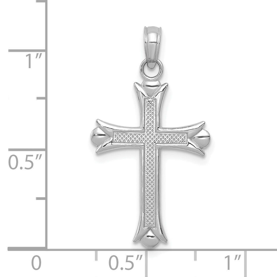 14K White Gold Fleur De Lis Cross Pendant-M1849W
