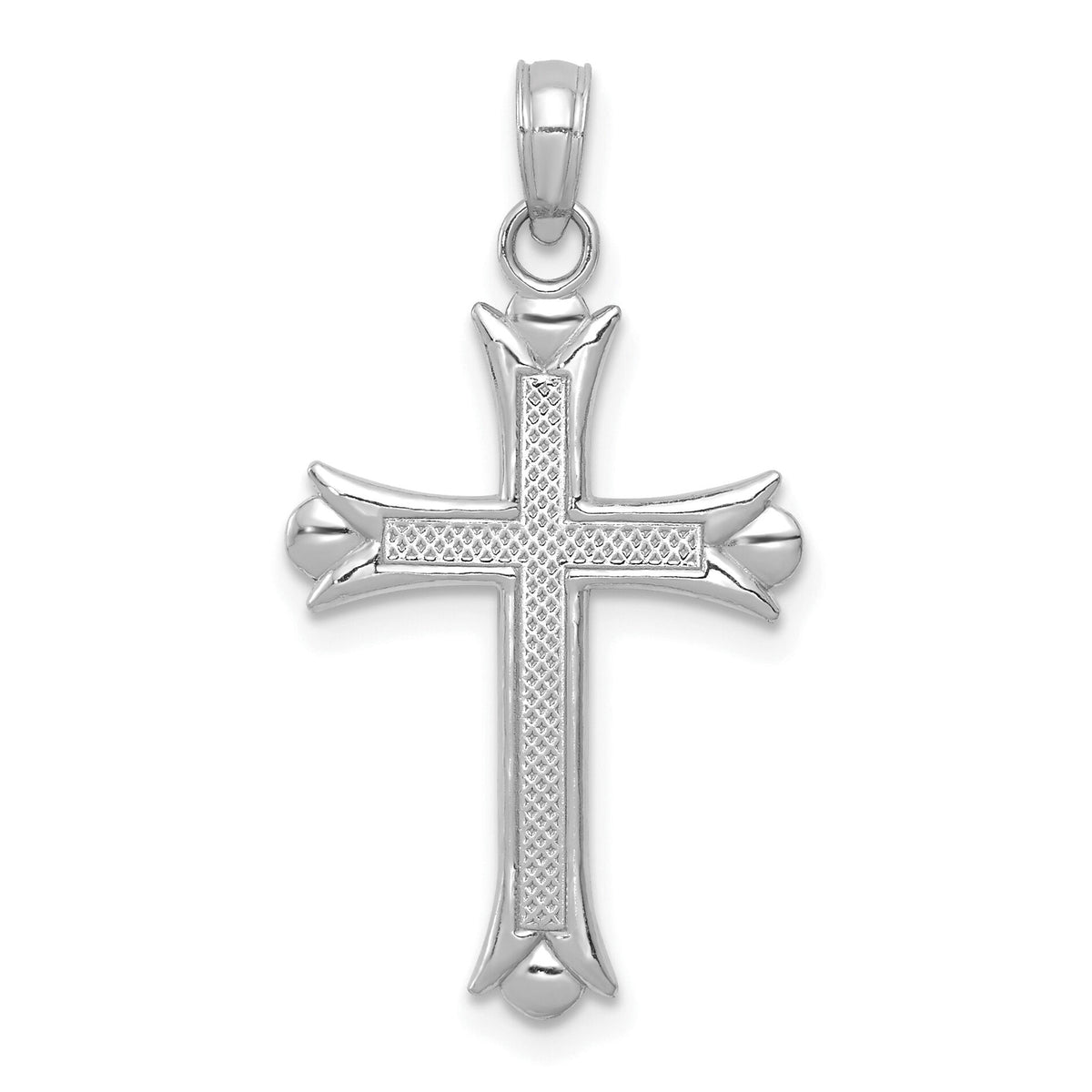 14K White Gold Fleur De Lis Cross Pendant-M1849W