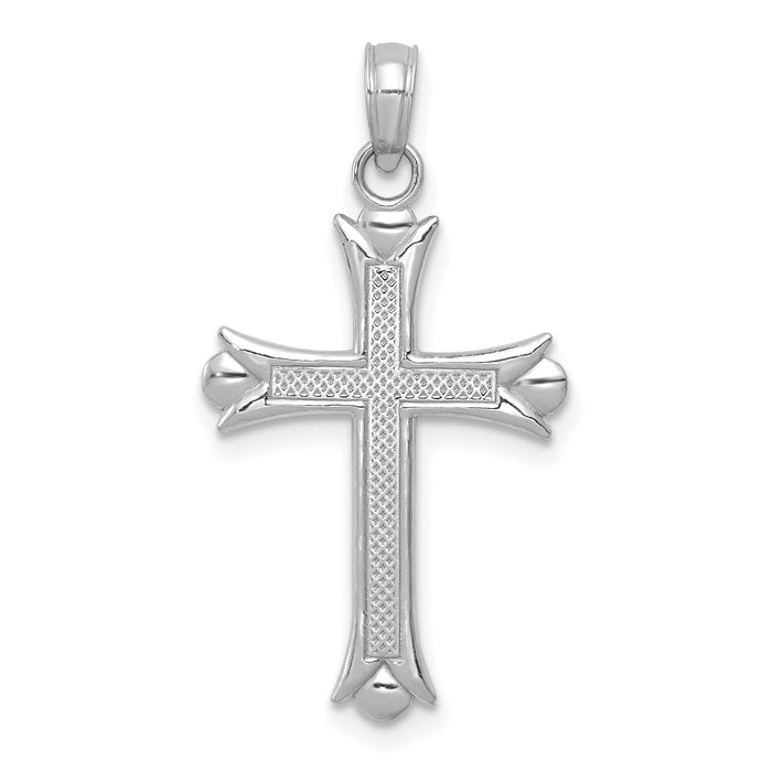 14K White Gold Fleur De Lis Cross Pendant-M1849W