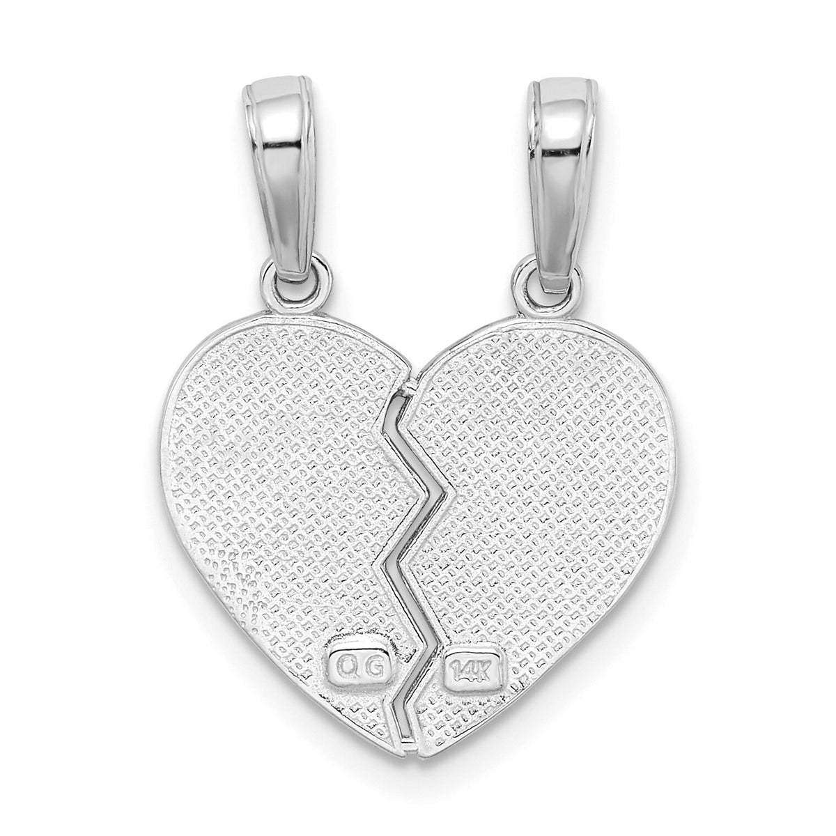 14k White Gold I LOVE YOU Break Apart Heart Charm-M197W