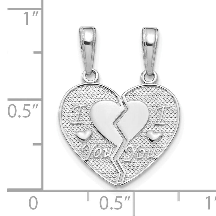 14k White Gold I LOVE YOU Break Apart Heart Charm-M197W