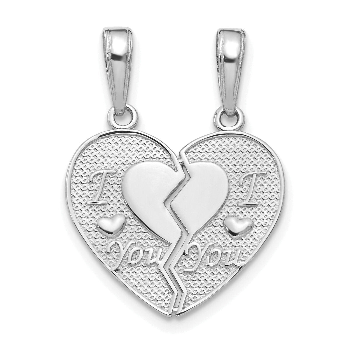 14k White Gold I LOVE YOU Break Apart Heart Charm-M197W