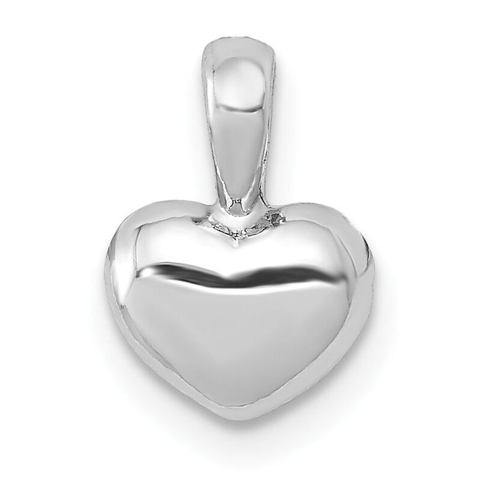 14K White Gold Polished Domed Heart Charm-M2076W