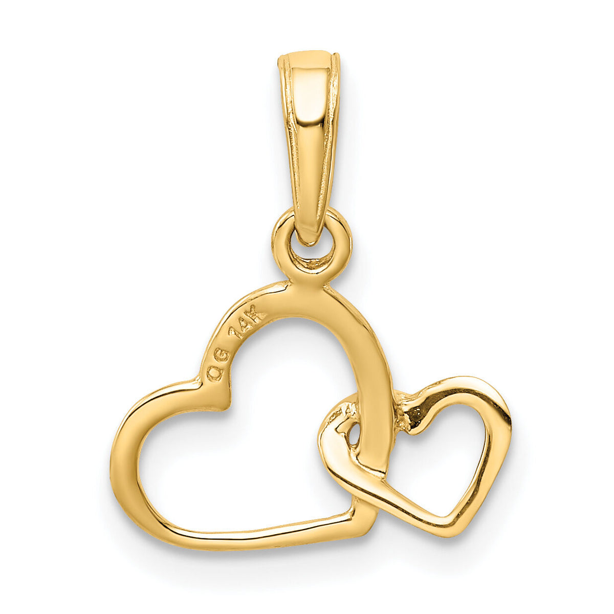 14K Polished Intertwined Double Heart Pendant-M2128