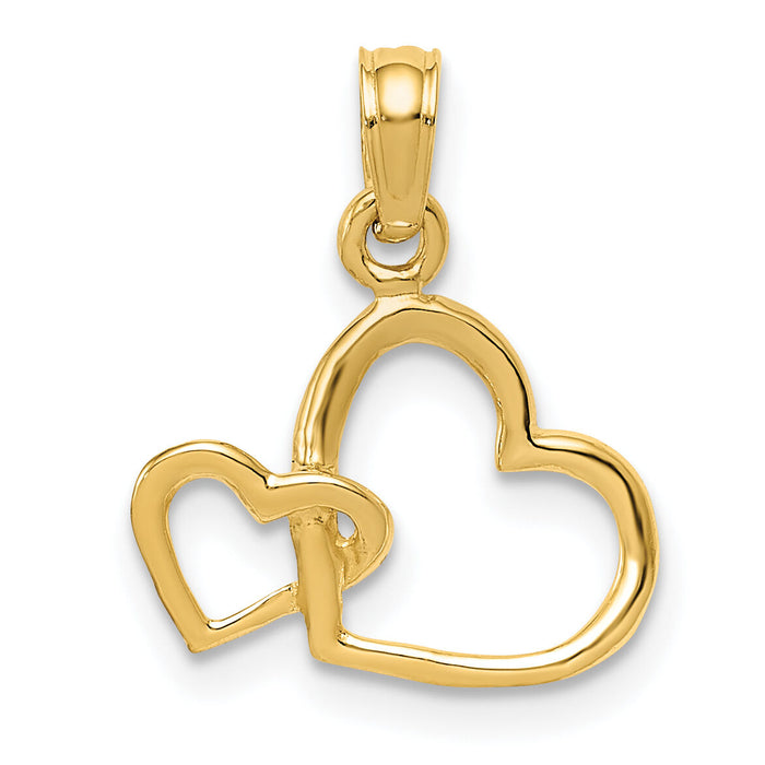 14K Polished Intertwined Double Heart Pendant-M2128
