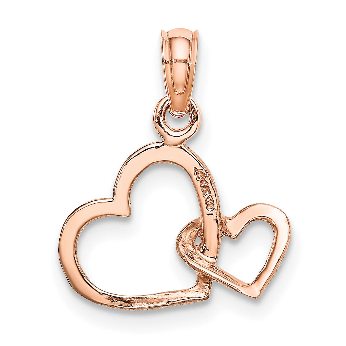 14K Rose Polished Intertwined Double Heart Pendant-M2128R