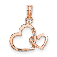 14K Rose Polished Intertwined Double Heart Pendant-M2128R