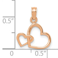 14K Rose Polished Intertwined Double Heart Pendant-M2128R