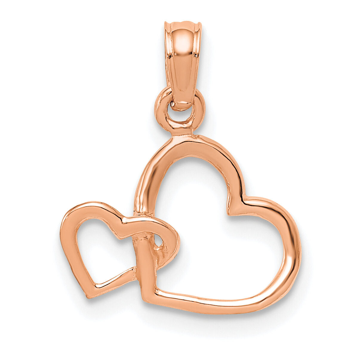 14K Rose Polished Intertwined Double Heart Pendant-M2128R
