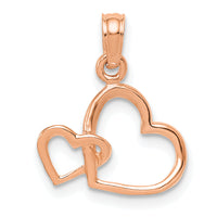 14K Rose Polished Intertwined Double Heart Pendant-M2128R