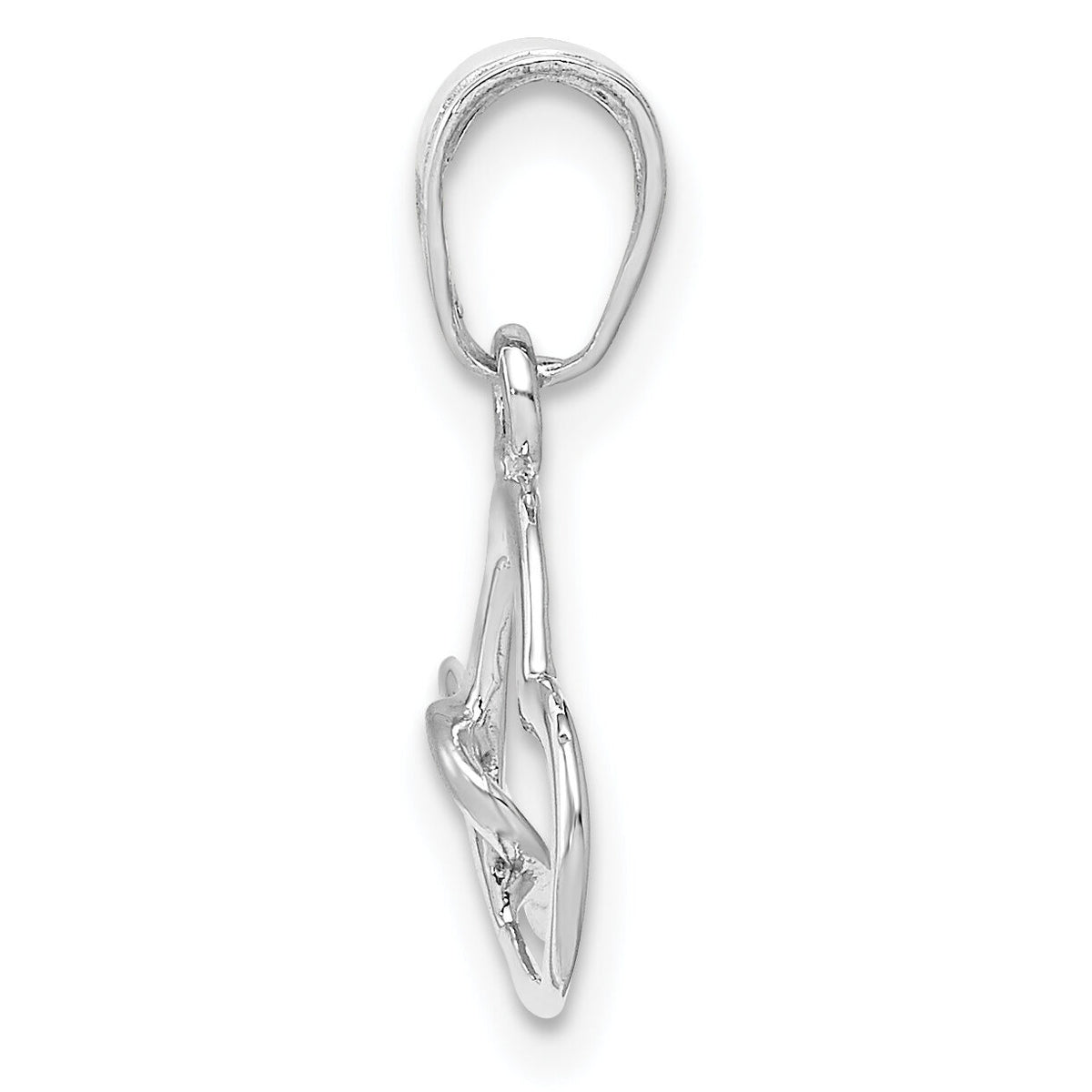 14K White Gold Polished Intertwined Double Heart Pendant-M2128W