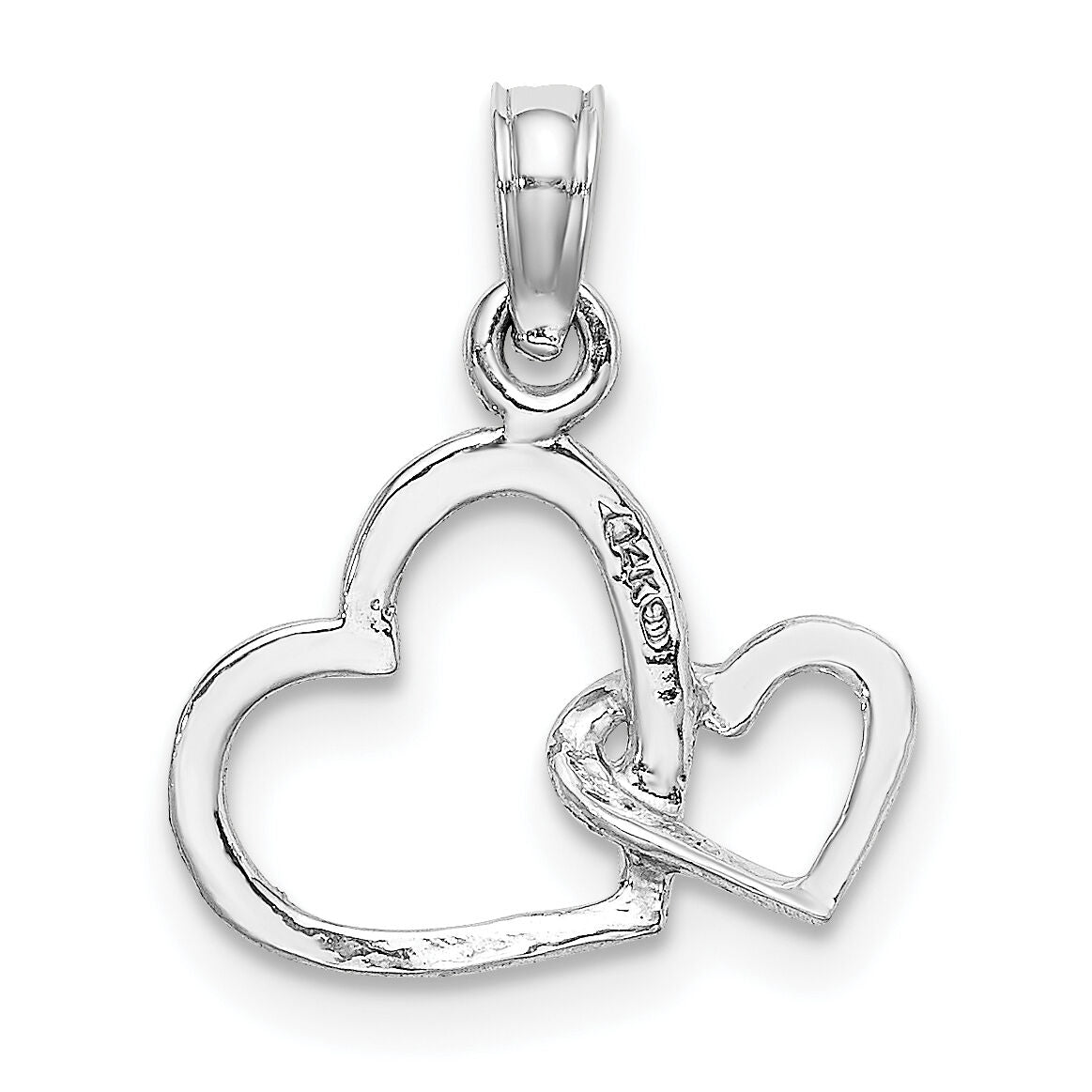 14K White Gold Polished Intertwined Double Heart Pendant-M2128W