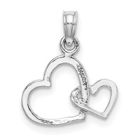 14K White Gold Polished Intertwined Double Heart Pendant-M2128W