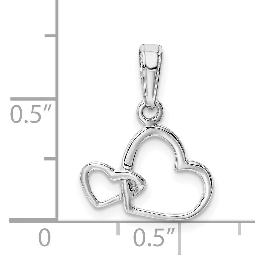 14K White Gold Polished Intertwined Double Heart Pendant-M2128W