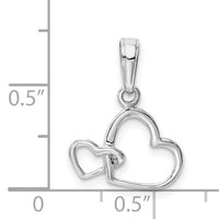 14K White Gold Polished Intertwined Double Heart Pendant-M2128W