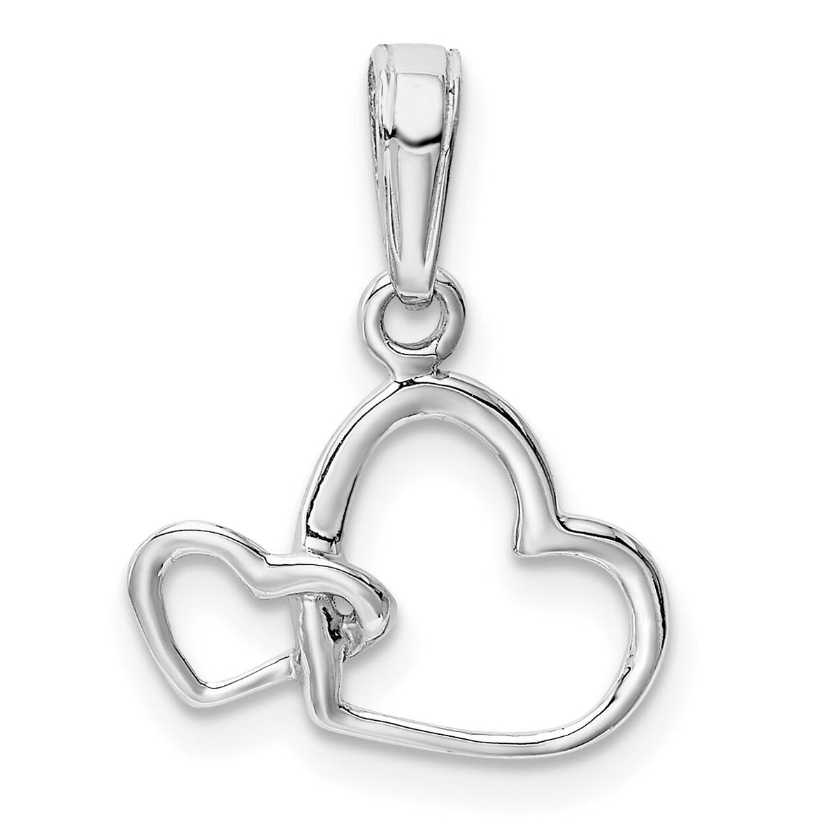 14K White Gold Polished Intertwined Double Heart Pendant-M2128W