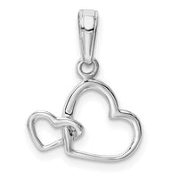 14K White Gold Polished Intertwined Double Heart Pendant-M2128W