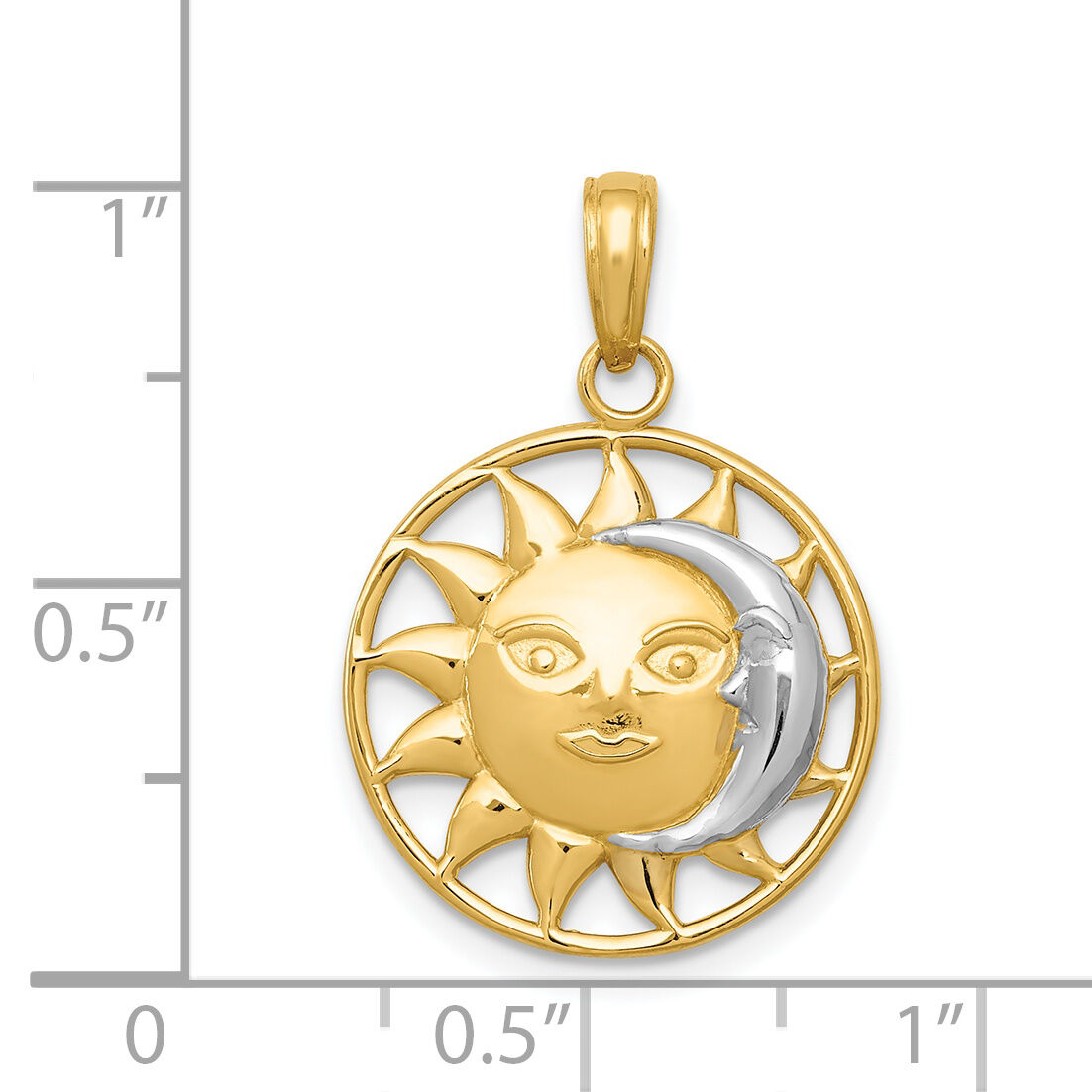14k and Rhodium Sun and Moon Charm-M2204