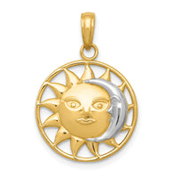14k and Rhodium Sun and Moon Charm-M2204