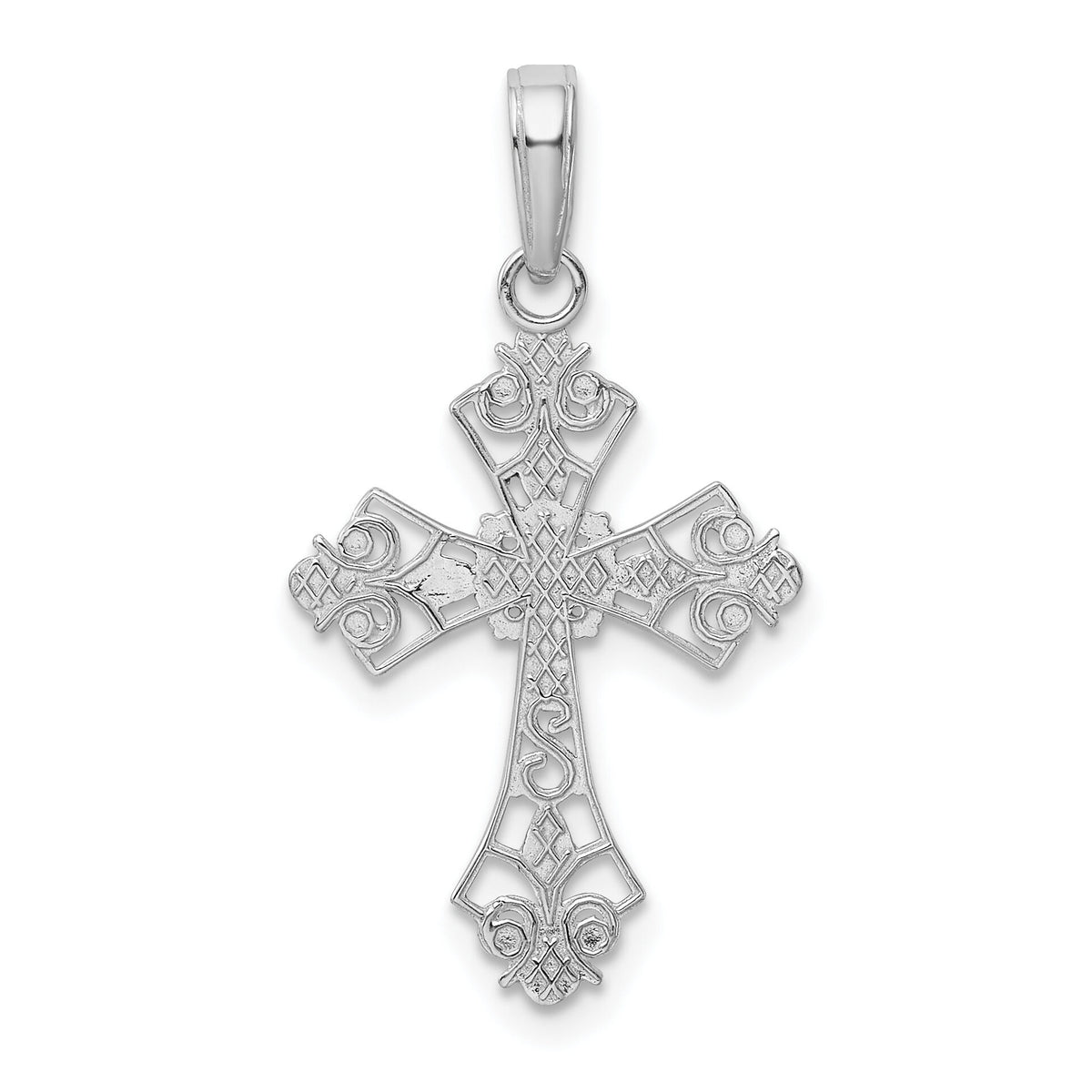 14k White Gold Filigree Cross Charm-M2244