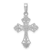 14k White Gold Filigree Cross Charm-M2244