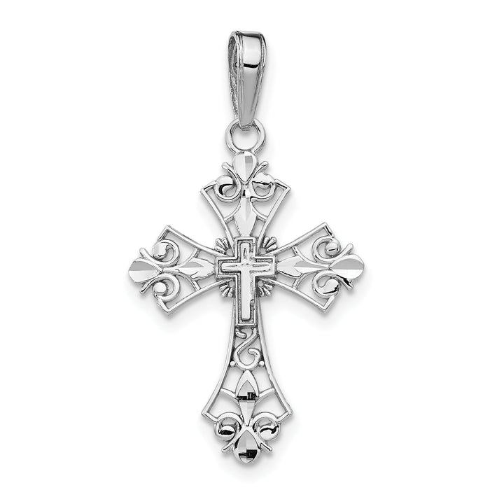 14k White Gold Filigree Cross Charm-M2244