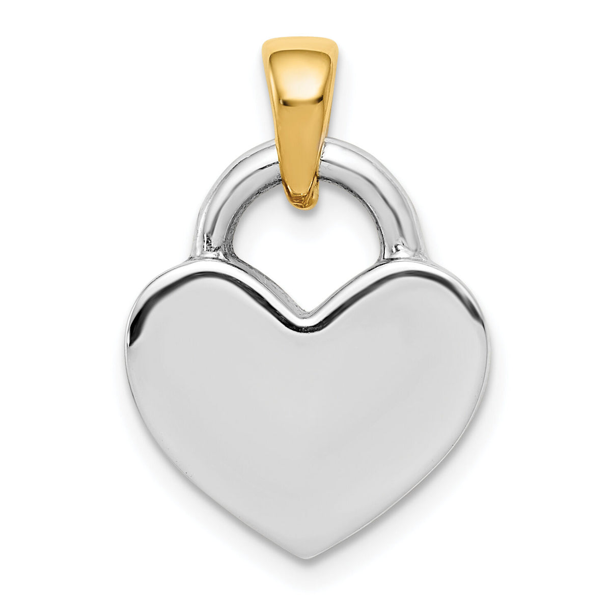 14k & Rhodium Hollow Polished 3D Reversible Heart Charm-M2364