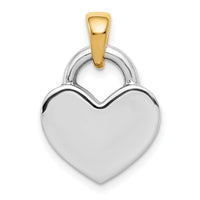 14k & Rhodium Hollow Polished 3D Reversible Heart Charm-M2364