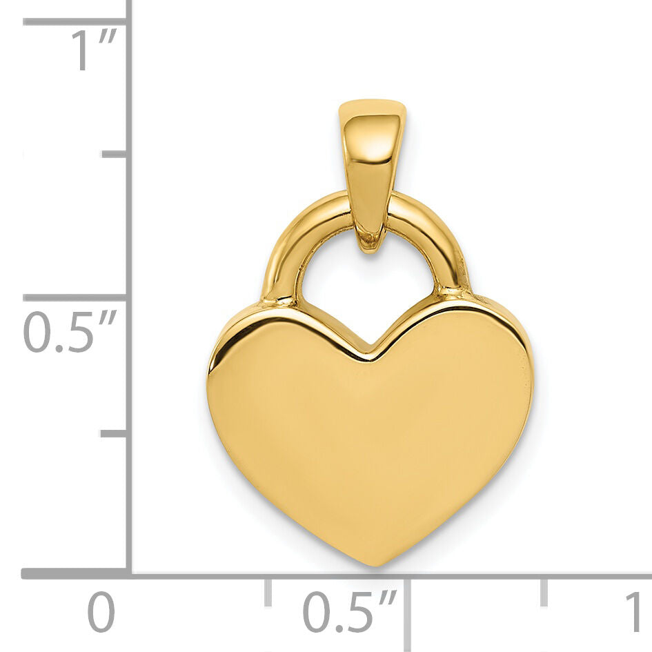 14k & Rhodium Hollow Polished 3D Reversible Heart Charm-M2364