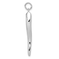 14k White Gold Solid Polished 3-D Large Italian Horn Charm-M2428