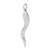 14k White Gold Solid Polished 3-D Large Italian Horn Charm-M2428