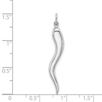 14k White Gold Solid Polished 3-D Large Italian Horn Charm-M2428