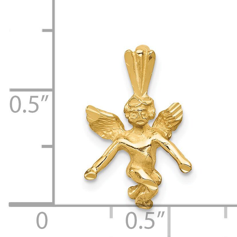 14k  3D Satin and Diamond-Cut Angel Charm-M246