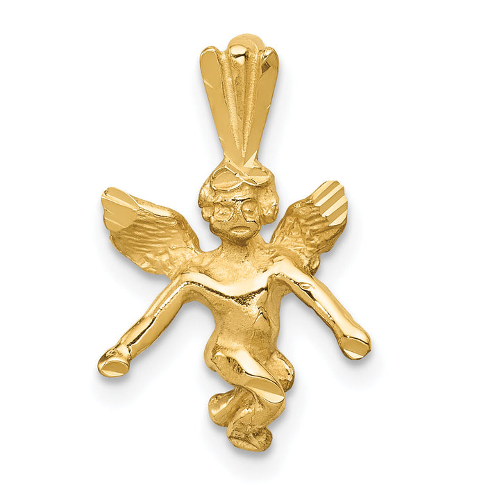 14k  3D Satin and Diamond-Cut Angel Charm-M246