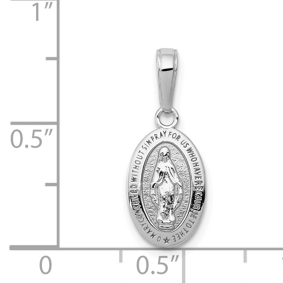 14k White Gold Miraculous Medal Charm-M2515W