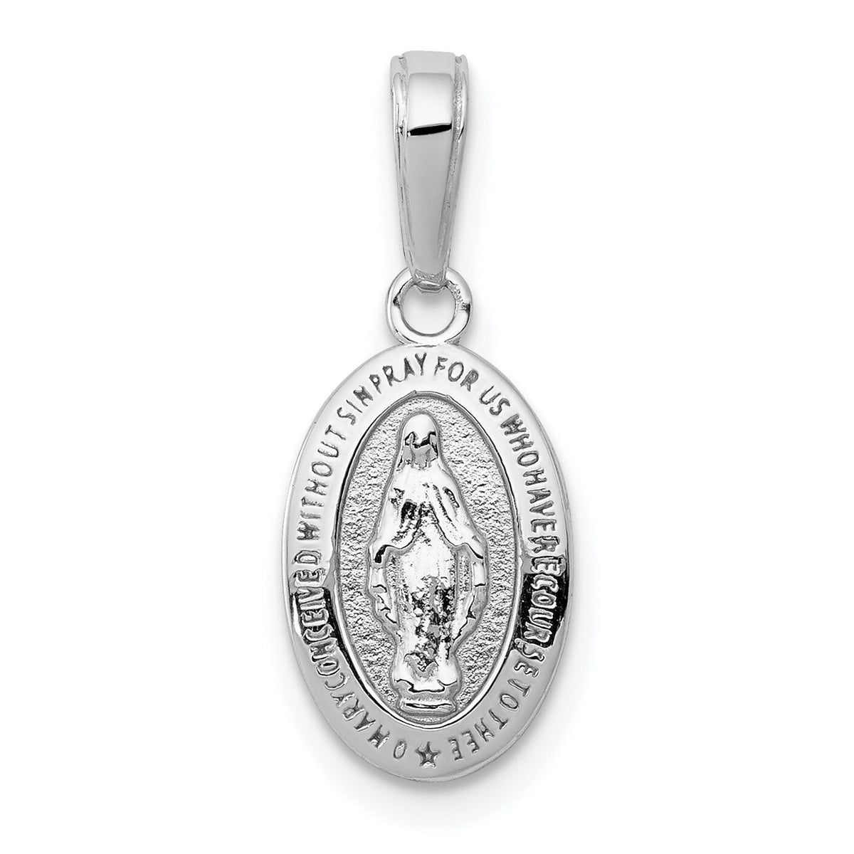 14k White Gold Miraculous Medal Charm-M2515W