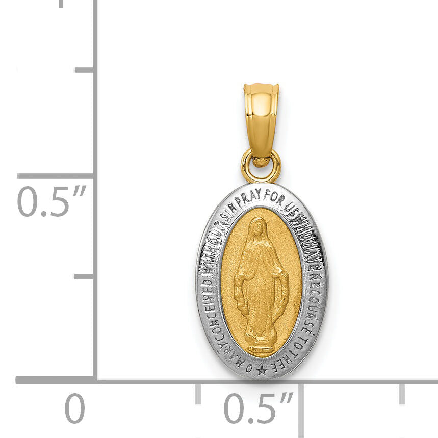 14k w/Rhodium Miraculous Medal Charm-M2516