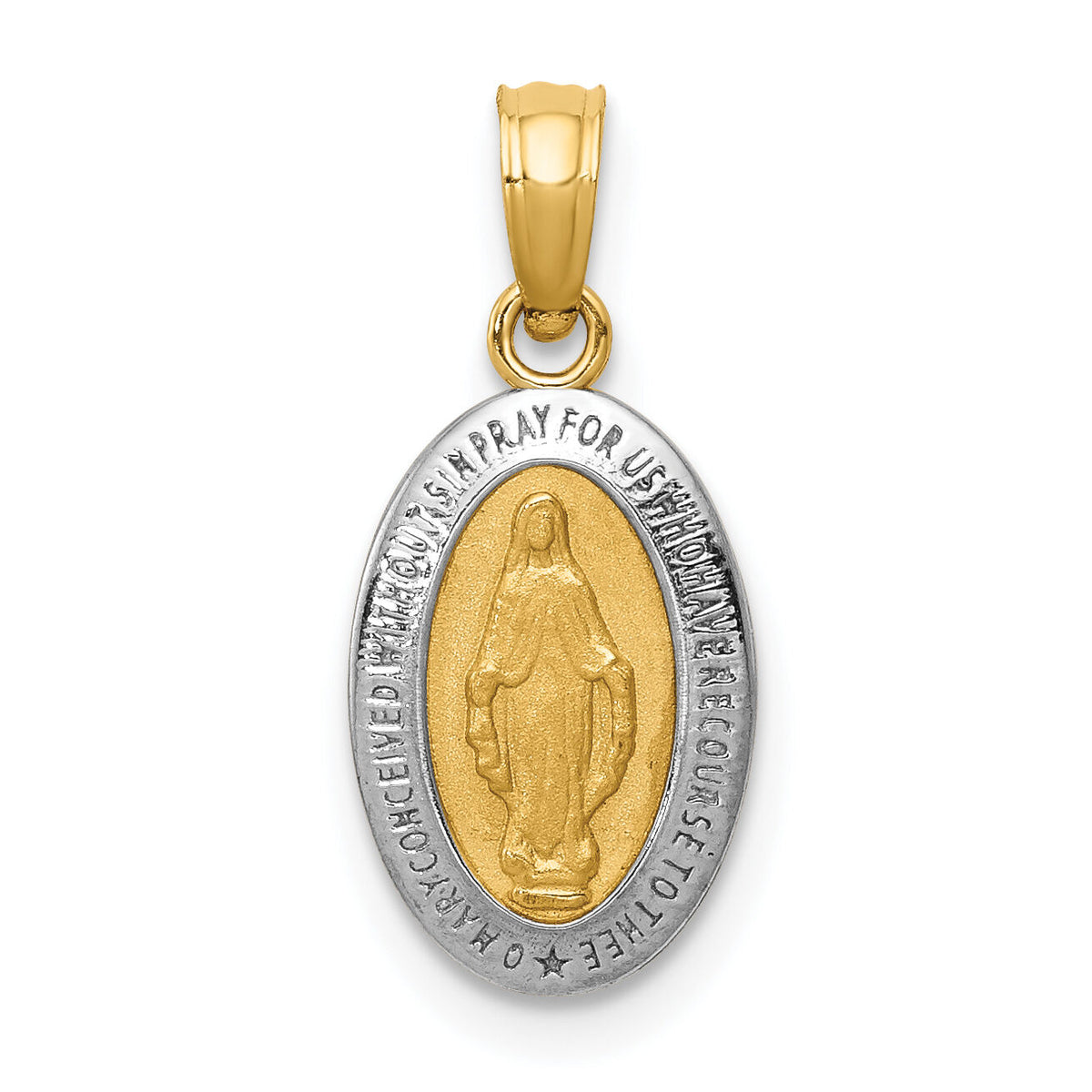 14k w/Rhodium Miraculous Medal Charm-M2516