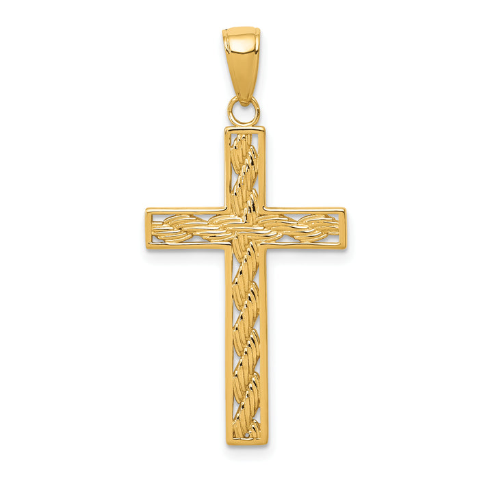 14k Rope Cross Pendant-M2545