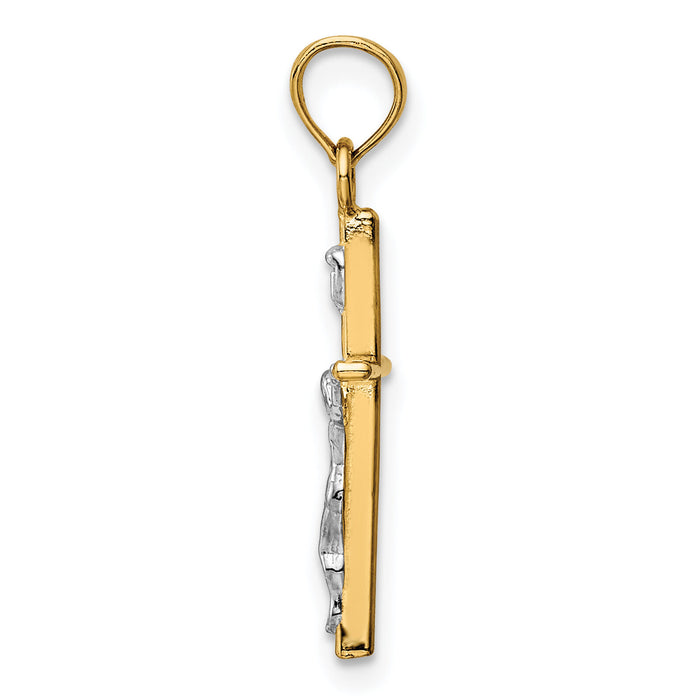 14k Two-tone INRI Crucifix Pendant-M2591