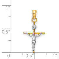 14k Two-tone INRI Crucifix Pendant-M2591