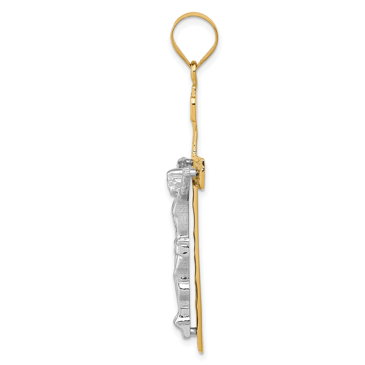 14k Two-tone INRI Crucifix Pendant-M2595