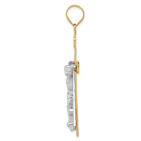 14k Two-tone INRI Crucifix Pendant-M2595
