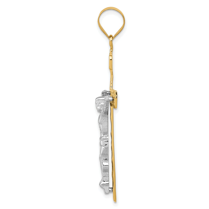 14k Two-tone INRI Crucifix Pendant-M2595