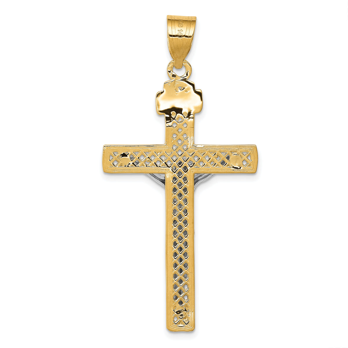14k Two-tone INRI Crucifix Pendant-M2595