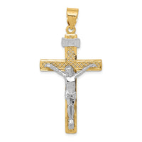 14k Two-tone INRI Crucifix Pendant-M2595