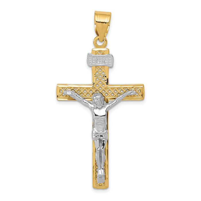 14k Two-tone INRI Crucifix Pendant-M2595